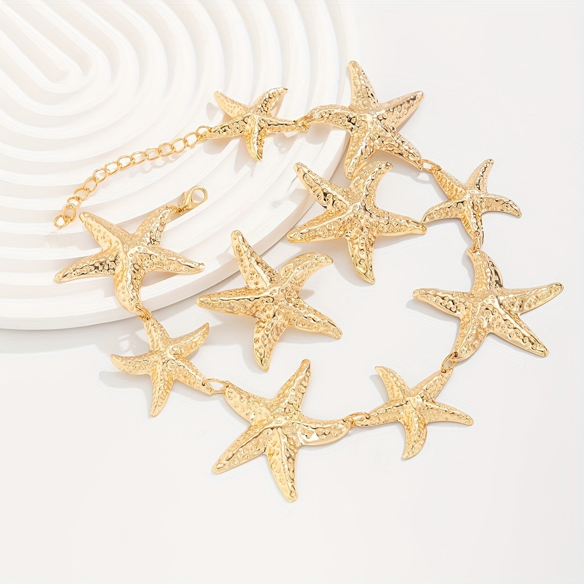 Stylish 3D Starfish Pendant Necklace and Earrings Set